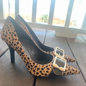 Nine West Cheetah animal print pony hair heels